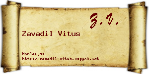 Zavadil Vitus névjegykártya